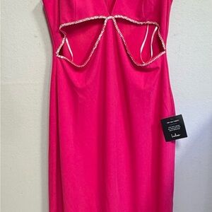 Lulu's Pink Sheath Dress with Plunge Neckline